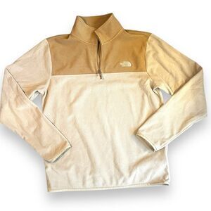 The North Face Mens Fleece Sweatshirt High-Neck 1/4 Zip Pullover Brown Size M